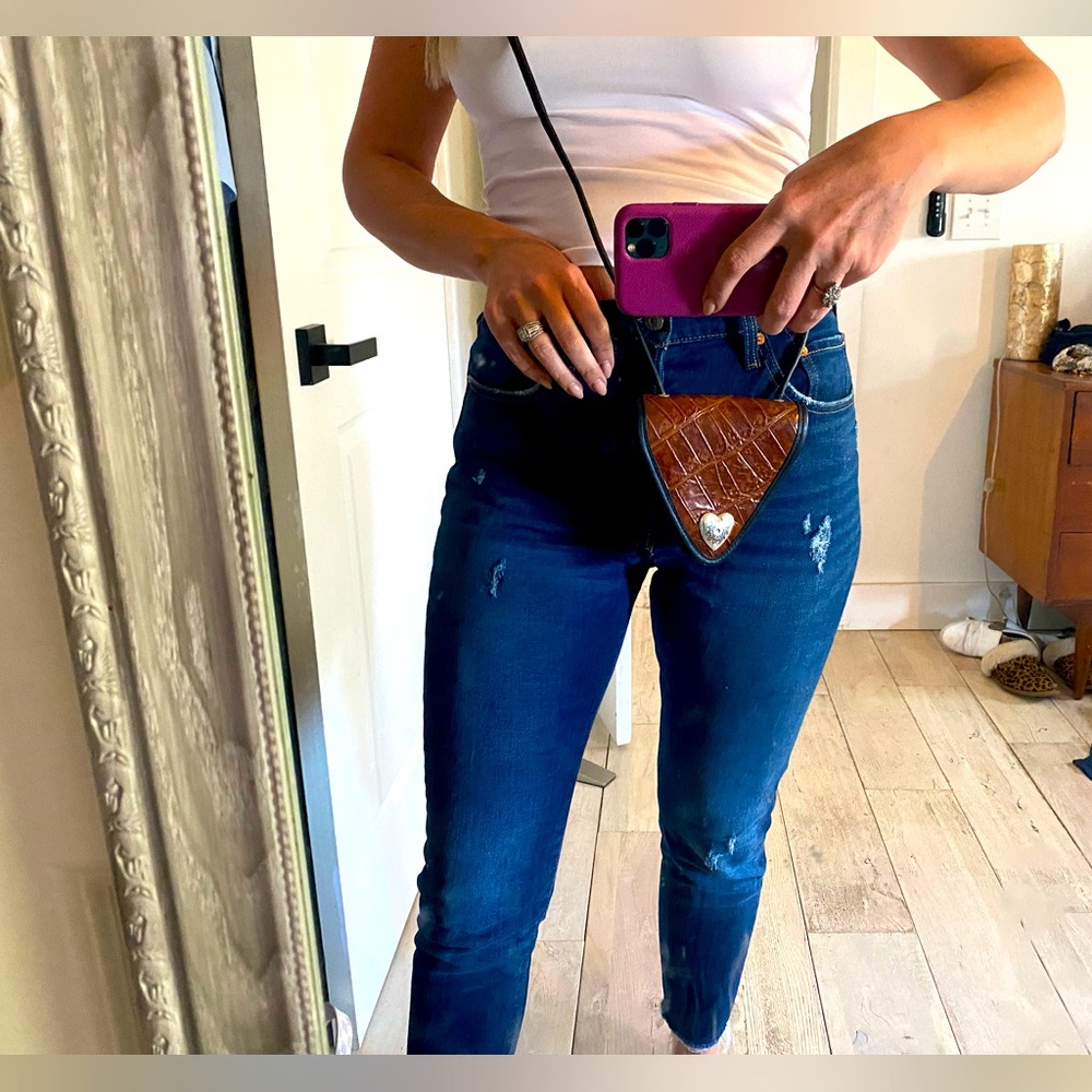 Vintage leather triangular crossbody